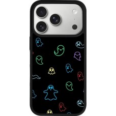 Coque iPhone 17 Pro - Silicone rigide noir Halloween 2024 colorful ghosts