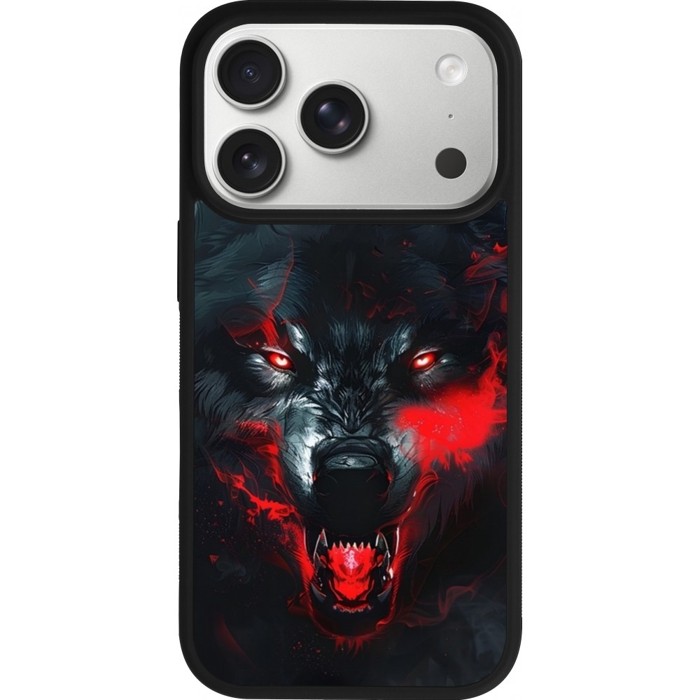 Coque iPhone 17 Pro - Silicone rigide noir Halloween 2024 mad werewolf