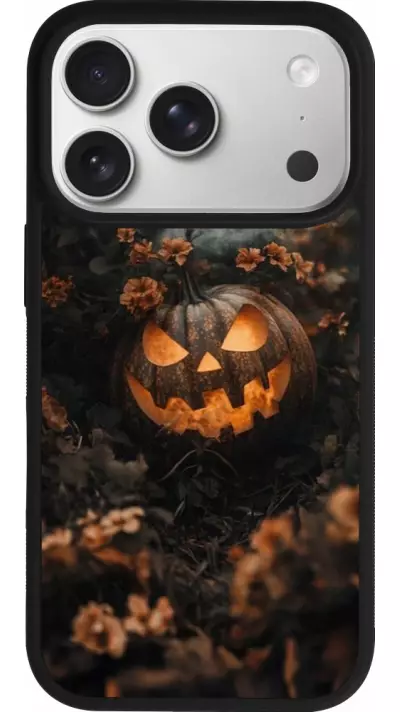 Coque iPhone 17 Pro - Silicone rigide noir Halloween 2025 Pumpkin with flowers Coque iPhone 17 Pro - Silicone rigide noir Halloween 2025 Pumpkin with flowers