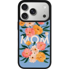 Coque iPhone 17 Pro - Silicone rigide noir Mom 2026 Flowers