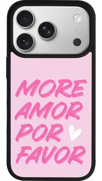 Coque iPhone 17 Pro - Silicone rigide noir More amor porfavor Coque iPhone 17 Pro - Silicone rigide noir More amor porfavor