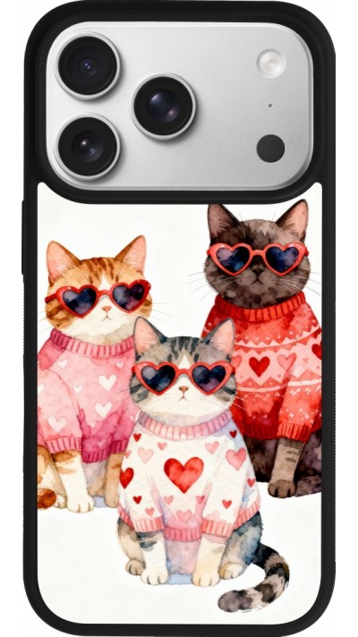 Coque iPhone 17 Pro - Silicone rigide noir Saint Valentines Day 26 Cat Love