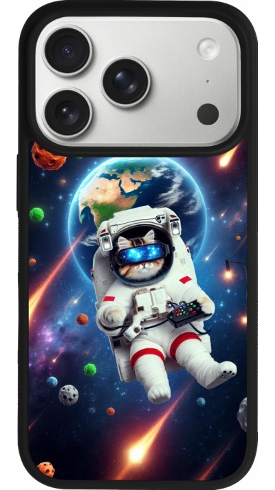 Coque iPhone 17 Pro - Silicone rigide noir VR SpaceCat Odyssey Coque iPhone 17 Pro - Silicone rigide noir VR SpaceCat Odyssey