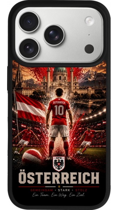 Coque iPhone 17 Pro - Silicone rigide noir Football Autriche splash 2026
