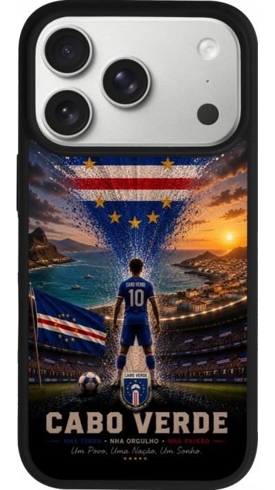 Coque iPhone 17 Pro - Silicone rigide noir Football Cap-Vert splash 2026