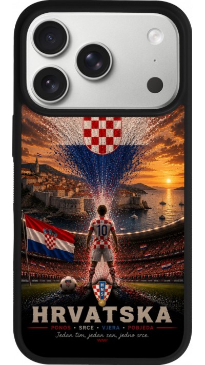 Coque iPhone 17 Pro - Silicone rigide noir Football Croatie splash 2026
