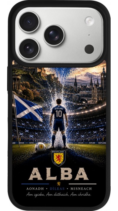 Coque iPhone 17 Pro - Silicone rigide noir Football Écosse splash 2026