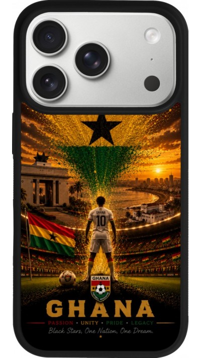 Coque iPhone 17 Pro - Silicone rigide noir Football Ghana splash 2026