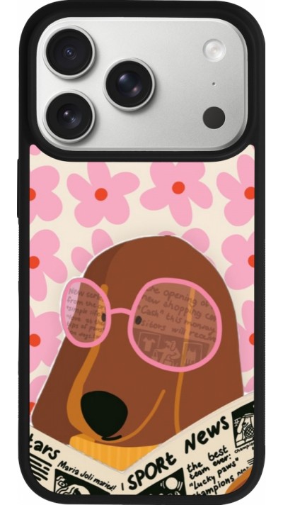 Coque iPhone 17 Pro - Silicone rigide noir Dog with newspaper Spring 2026