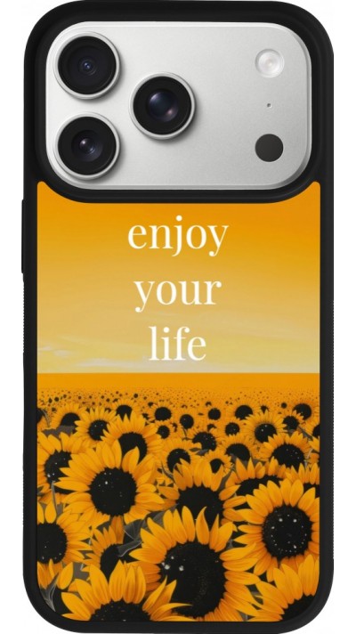 Coque iPhone 17 Pro - Silicone rigide noir Summer 2026 Enjoy your life