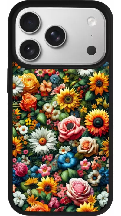 Coque iPhone 17 Pro - Silicone rigide noir Summer Floral Pattern Coque iPhone 17 Pro - Silicone rigide noir Summer Floral Pattern