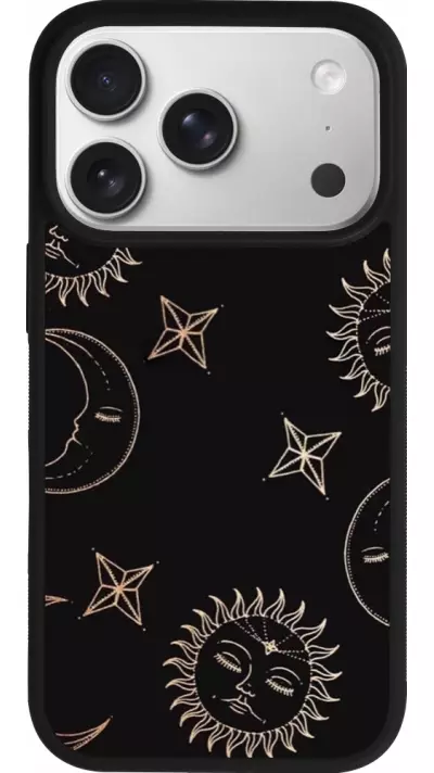Coque iPhone 17 Pro - Silicone rigide noir Suns and Moons Coque iPhone 17 Pro - Silicone rigide noir Suns and Moons