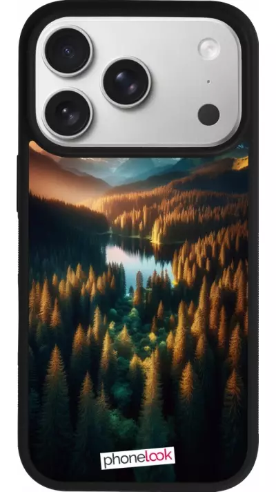Coque iPhone 17 Pro - Silicone rigide noir Sunset Forest Lake Coque iPhone 17 Pro - Silicone rigide noir Sunset Forest Lake