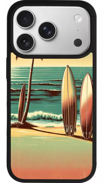 Coque iPhone 17 Pro - Silicone rigide noir Surf Paradise Coque iPhone 17 Pro - Silicone rigide noir Surf Paradise