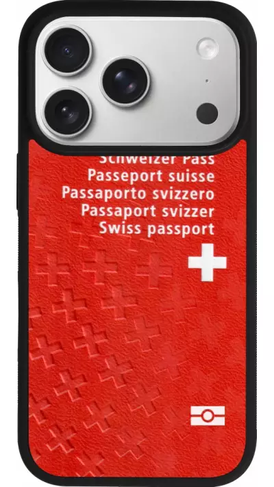 Coque iPhone 17 Pro - Silicone rigide noir Swiss Passport Coque iPhone 17 Pro - Silicone rigide noir Swiss Passport