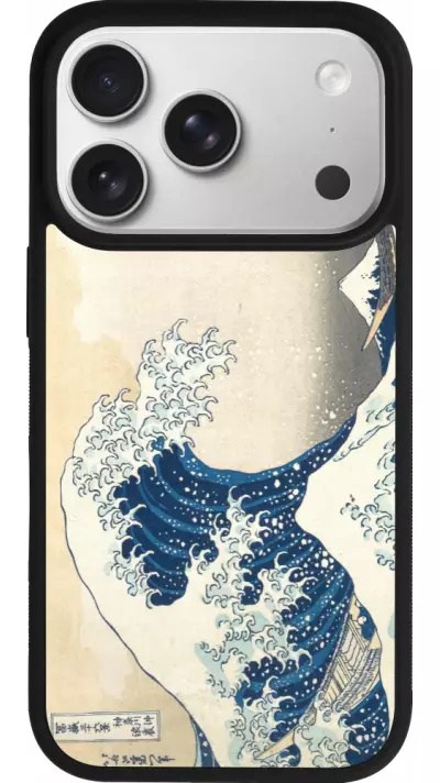 Coque iPhone 17 Pro - Silicone rigide noir Tableau art - La Grande Vague de Kanagawa - Hokusai Coque iPhone 17 Pro - Silicone rigide noir Tableau art - La Grande Vague de Kanagawa - Hokusai