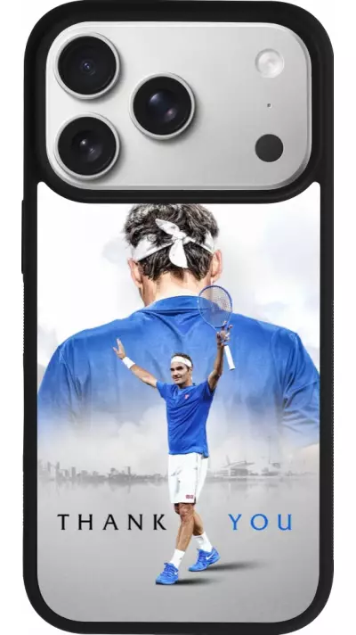 Coque iPhone 17 Pro - Silicone rigide noir Thank you Roger Coque iPhone 17 Pro - Silicone rigide noir Thank you Roger
