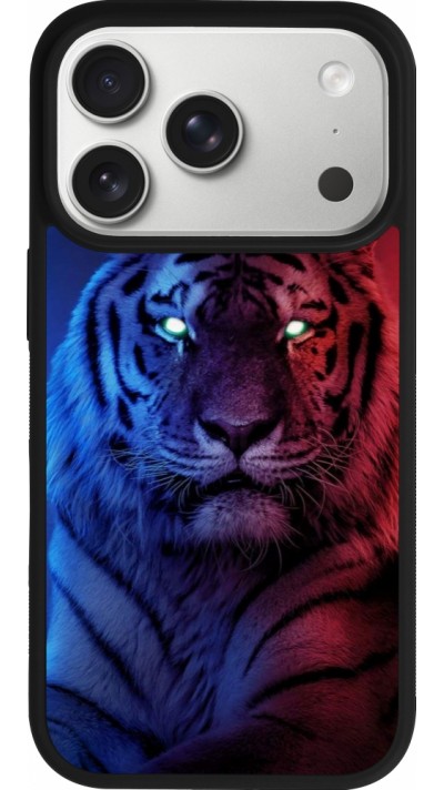 Coque iPhone 17 Pro - Silicone rigide noir Tiger Blue Red