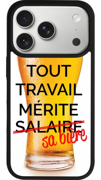 Coque iPhone 17 Pro - Silicone rigide noir Tout travail mérite sa bière