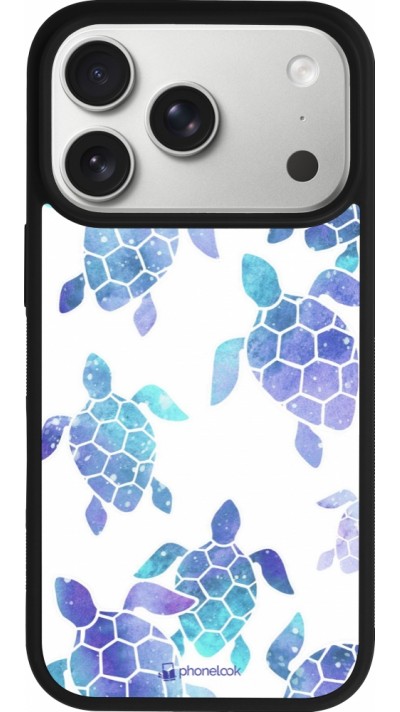 Coque iPhone 17 Pro - Silicone rigide noir Turtles pattern watercolor