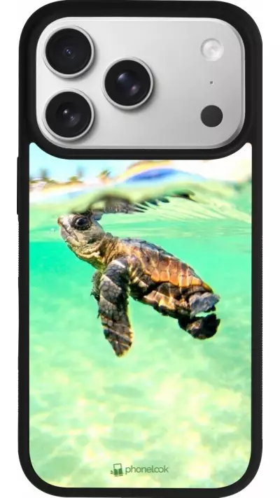 Coque iPhone 17 Pro - Silicone rigide noir Turtle Underwater Coque iPhone 17 Pro - Silicone rigide noir Turtle Underwater