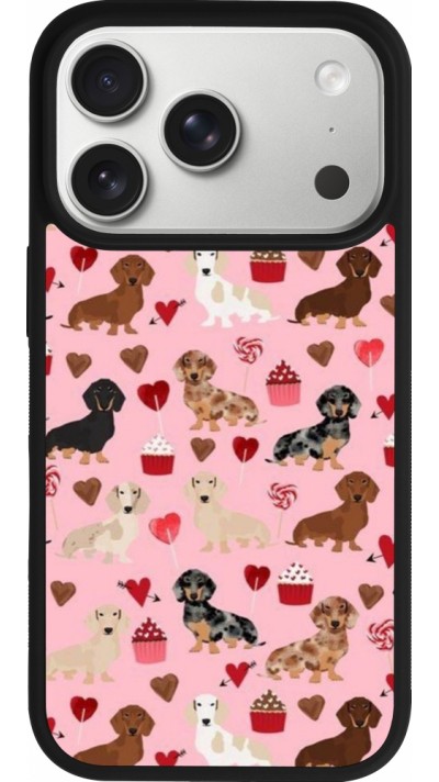 Coque iPhone 17 Pro - Silicone rigide noir Valentine 2024 puppy love Coque iPhone 17 Pro - Silicone rigide noir Valentine 2024 puppy love