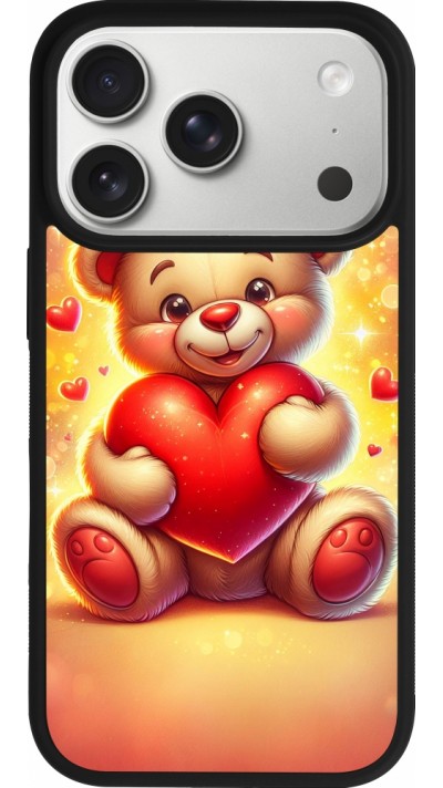 Coque iPhone 17 Pro - Silicone rigide noir Valentine 2024 Teddy love Coque iPhone 17 Pro - Silicone rigide noir Valentine 2024 Teddy love