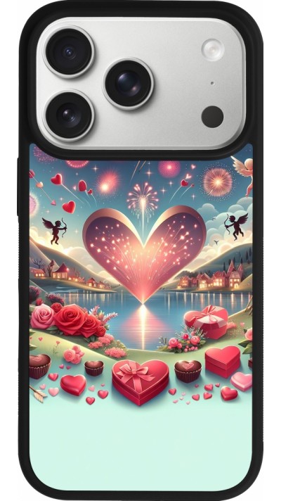 Coque iPhone 17 Pro - Silicone rigide noir Valentine 2025 Chic Coque iPhone 17 Pro - Silicone rigide noir Valentine 2025 Chic