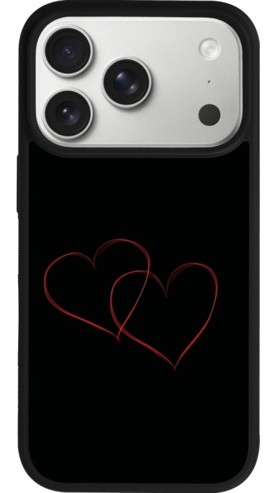 Coque iPhone 17 Pro - Silicone rigide noir Valentine 2023 attached heart