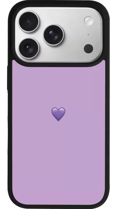 Coque iPhone 17 Pro - Silicone rigide noir Valentine 2023 purpule single heart Coque iPhone 17 Pro - Silicone rigide noir Valentine 2023 purpule single heart