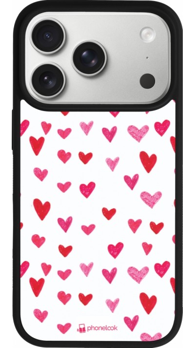 Coque iPhone 17 Pro - Silicone rigide noir Valentine 2022 Many pink hearts
