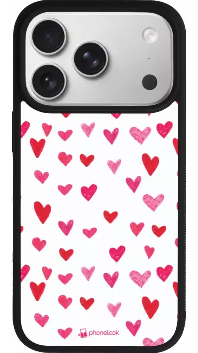 Coque iPhone 17 Pro - Silicone rigide noir Valentine 2022 Many pink hearts Coque iPhone 17 Pro - Silicone rigide noir Valentine 2022 Many pink hearts