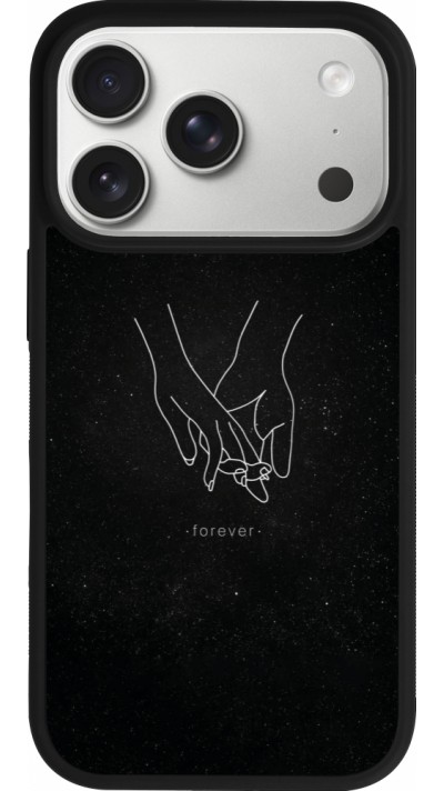 Coque iPhone 17 Pro - Silicone rigide noir Valentine 2023 hands forever