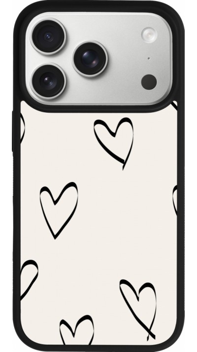 Coque iPhone 17 Pro - Silicone rigide noir Valentine 2023 minimalist hearts