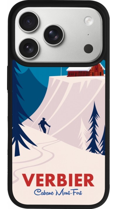 Coque iPhone 17 Pro - Silicone rigide noir Verbier Cabane Mont-Fort Coque iPhone 17 Pro - Silicone rigide noir Verbier Cabane Mont-Fort