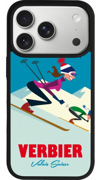 Coque iPhone 17 Pro - Silicone rigide noir Verbier Ski Downhill Coque iPhone 17 Pro - Silicone rigide noir Verbier Ski Downhill