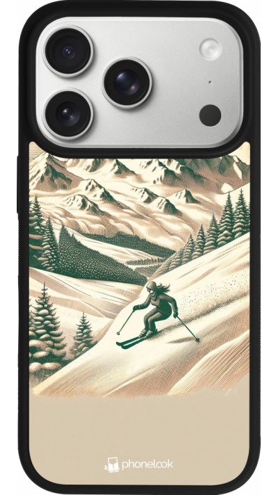 Coque iPhone 17 Pro - Silicone rigide noir Vintage Ski Mountain Coque iPhone 17 Pro - Silicone rigide noir Vintage Ski Mountain