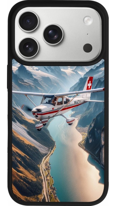Coque iPhone 17 Pro - Silicone rigide noir Vol Alpin Suisse Coque iPhone 17 Pro - Silicone rigide noir Vol Alpin Suisse