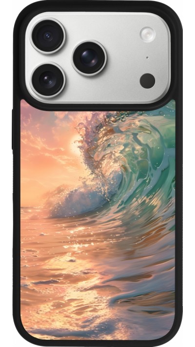 Coque iPhone 17 Pro - Silicone rigide noir Wave Sunset Coque iPhone 17 Pro - Silicone rigide noir Wave Sunset