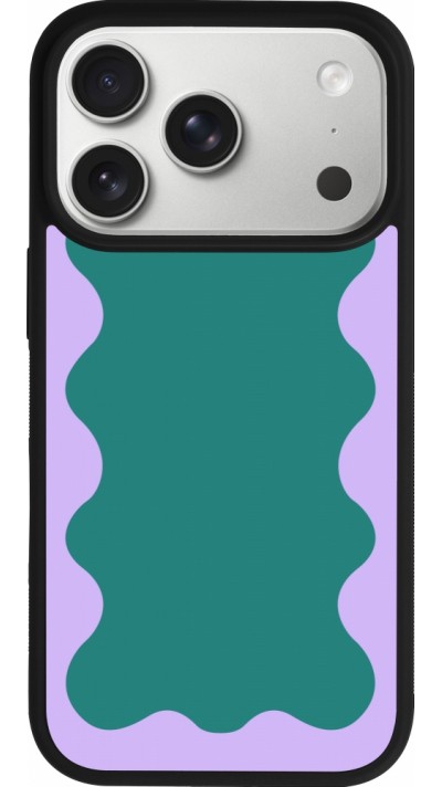 Coque iPhone 17 Pro - Silicone rigide noir Wavy Rectangle Green Purple Coque iPhone 17 Pro - Silicone rigide noir Wavy Rectangle Green Purple