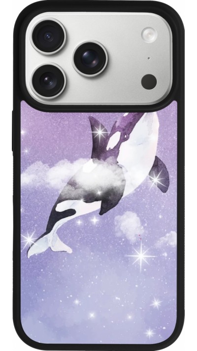 Coque iPhone 17 Pro - Silicone rigide noir Whale in sparking stars Coque iPhone 17 Pro - Silicone rigide noir Whale in sparking stars