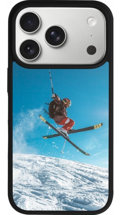 Coque iPhone 17 Pro - Silicone rigide noir Winter 22 Ski Jump Coque iPhone 17 Pro - Silicone rigide noir Winter 22 Ski Jump