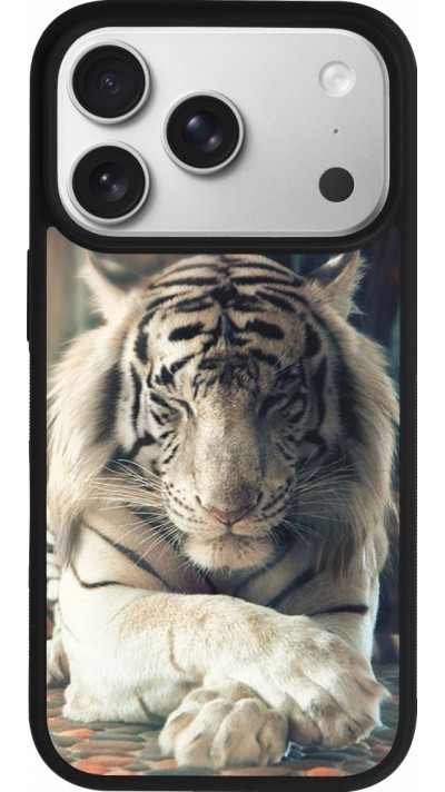 Coque iPhone 17 Pro - Silicone rigide noir Zen Tiger Coque iPhone 17 Pro - Silicone rigide noir Zen Tiger