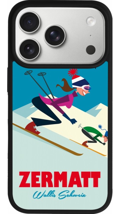 Coque iPhone 17 Pro - Silicone rigide noir Zermatt Ski Downhill Coque iPhone 17 Pro - Silicone rigide noir Zermatt Ski Downhill