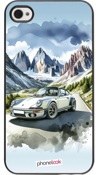 iPhone 4/4s Case Hülle - Porsche 911 Berg Aquarell