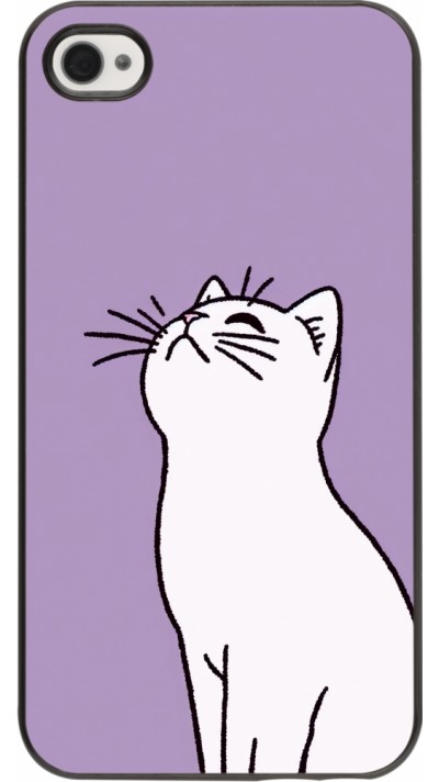 Coque iPhone 4/4s - Chat sur fond violet