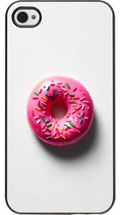 Coque iPhone 4/4s - Weißer Hintergrund, pinker Donut