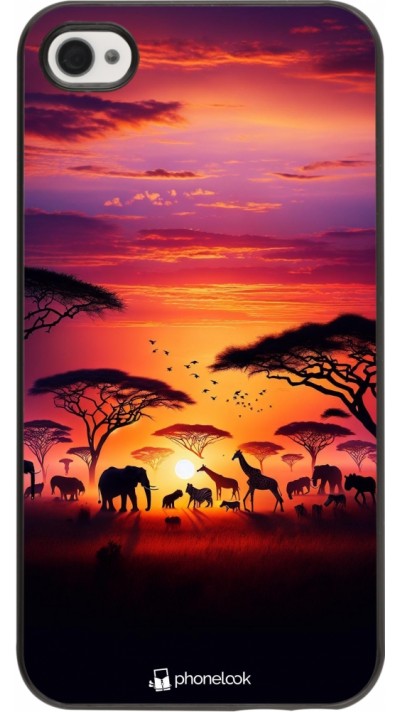 iPhone 4/4s Case Hülle - Safari Sonnenuntergang Wildtiere