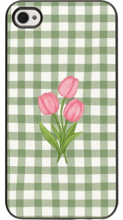 Coque iPhone 4/4s - Green vichy tulips Spring 2026