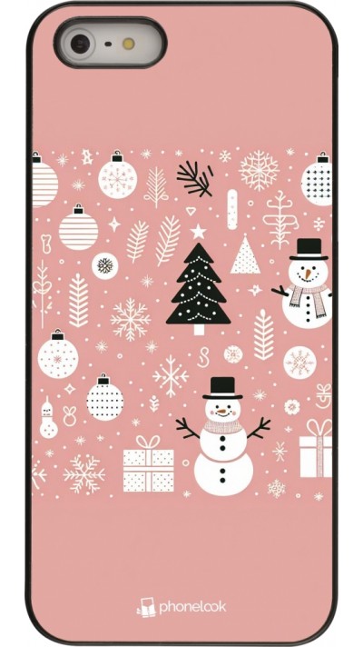 iPhone 5/5s / SE (2016) Case Hülle - Weihnachten 2024 Rose Schneemann Weihnachten